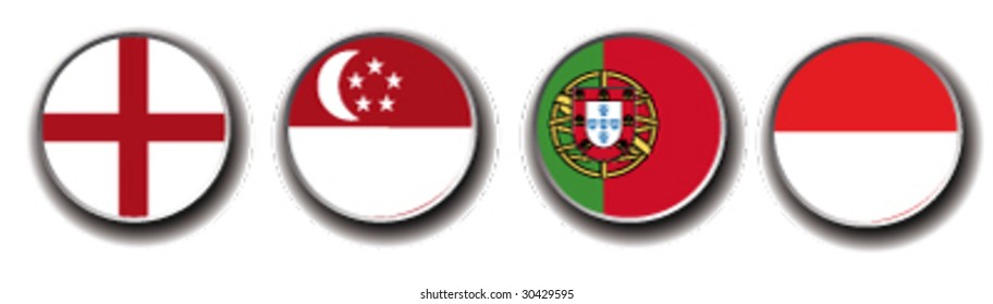 set of 4 national flag vector icons