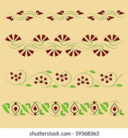 Set of 4 native indian ornament - borders.