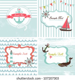 Set of 4 Nautical cards svg