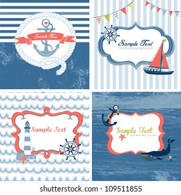 Set of 4 Nautical cards svg