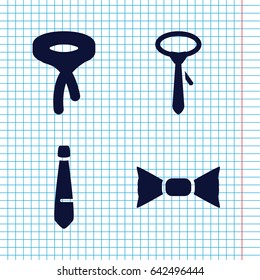 Set of 4 necktie filled icons such as tie