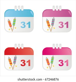 set of 4 new year calendar icons