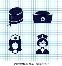 Set of 4 nursing filled icons such as nurse