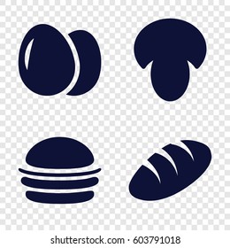 Set of 4 nutrition filled icons such as egg, mushroom, bread