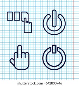 Set of 4 off outline icons such as push button, switch off
