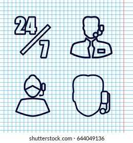 Set of 4 operator outline icons such as help support, support