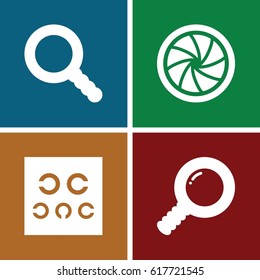 set of 4 optical filled icons such as eye test, search