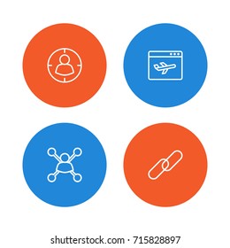 Set Of 4 Optimization Outline Icons Set.Collection Of Landing Page, Url , Stock Exchange Elements.