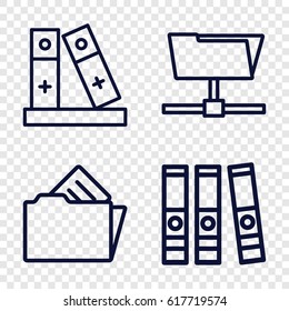  set of 4 organize outline icons such as binder, document in folder