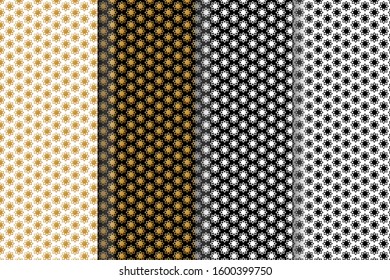 set of 4 oriental patterns. White and gold background with Arabic ornaments. Patterns, backgrounds and wallpapers for your design. Textile ornament. Vector illustration.