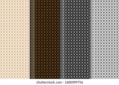 set of 4 oriental patterns. White and gold background with Arabic ornaments. Patterns, backgrounds and wallpapers for your design. Textile ornament. Vector illustration.