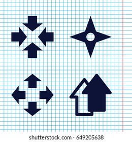Set of 4 orientation filled icons such as arrow up, compass