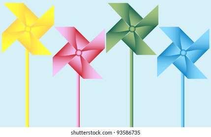 Set of 4 Origami Pinwheels