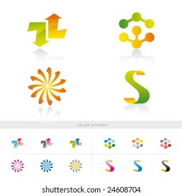 Set of 4 original logo ideas with color options.