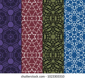 set of 4 original seamless pattern with modern ornament. geometric style. fashion, interior design. vector