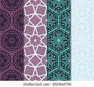 set of 4 original seamless pattern with modern ornament. geometric style. fashion, interior design. vector