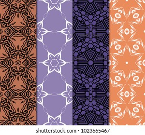 set of 4 original seamless pattern with modern ornament. geometric style. fashion, interior design. vector