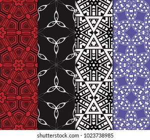 set of 4 original seamless pattern with modern ornament. geometric style. fashion, interior design. vector