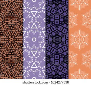 set of 4 original seamless pattern with modern ornament. geometric style. fashion, interior design. vector