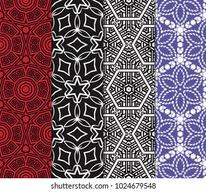set of 4 original seamless pattern with modern ornament. geometric style. fashion, interior design. vector