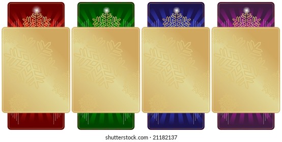 Set of 4 Ornate Christmas Labels with room for your own text.