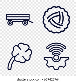 Set of 4 outline icons such as nest, barrow, clover
