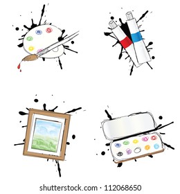 Set of 4 painting icons