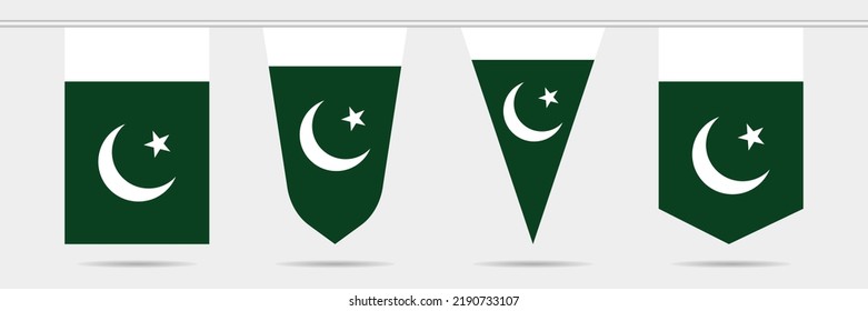 Set of 4 Pakistan Vertical Flags, Happy independence Day, 14th August Flags vector