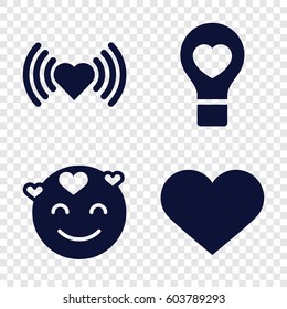 Set of 4 passion filled icons such as heart, emot in love