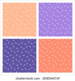 Conjunto de 4 motivos pastel con hojas blancas