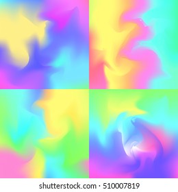 Set of 4 pastel rainbow backgrounds, hologram inspired abstract backdrops