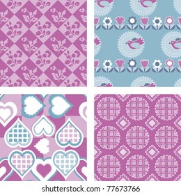 Set of 4 Patchwork Quilt Fabric Patterns
