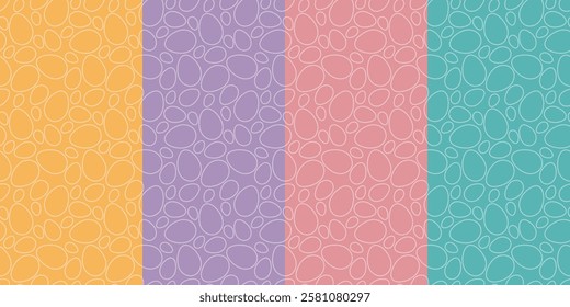Set of 4 patterns of different colors with egg outlines