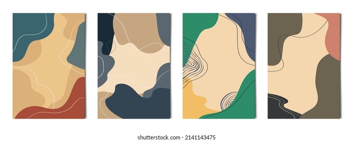 Set of 4 pcs abstract artistic texture backgrounds for advertising, business cards and banners - Vector illustration