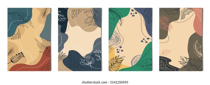 Set of 4 pcs abstract artistic texture backgrounds for advertising, business cards and banners - Vector illustration
