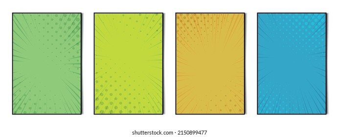 Set of 4 pcs abstract backgrounds comic zoom texture for advertising, business cards and banners - Vector illustration