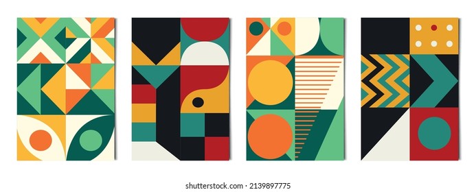 Conjunto de 4 pcs formas geométricas abstractas fondo colorido, plantillas para publicidad, tarjetas de visita, texturas - Ilustración vectorial