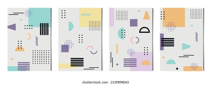 Satz von 4 Stk abstrakte geometrische Formen, helle Hintergründe, Vorlagen für Werbung, Visitenkarten, Texturen - Vektorgrafik