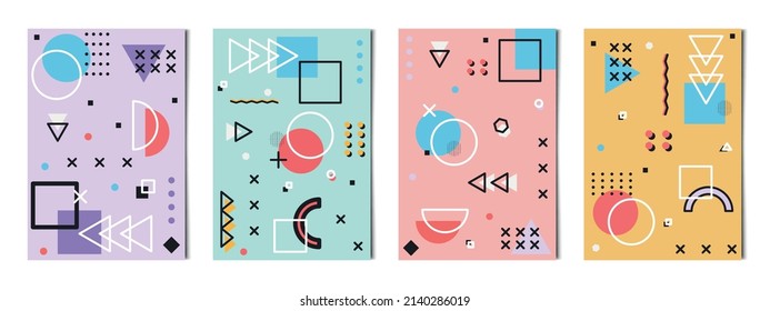 Conjunto de 4 pcs formas geométricas abstractas fondo colorido, plantillas para publicidad, tarjetas de visita, texturas - Ilustración vectorial