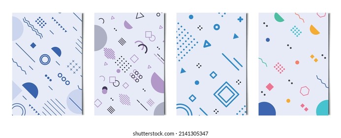 Set of 4 pcs abstract geometric shapes colorful backgrounds, templates for advertising, business cards, textures - Vector illustration