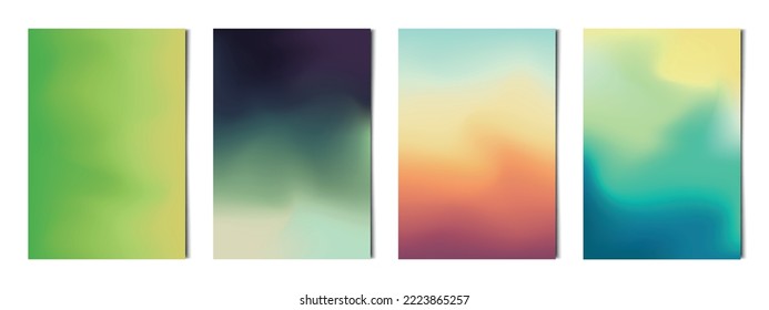 Set 4 pcs. abstract multicolor gradients, business background postcard for advertising, web background - Vector illustration