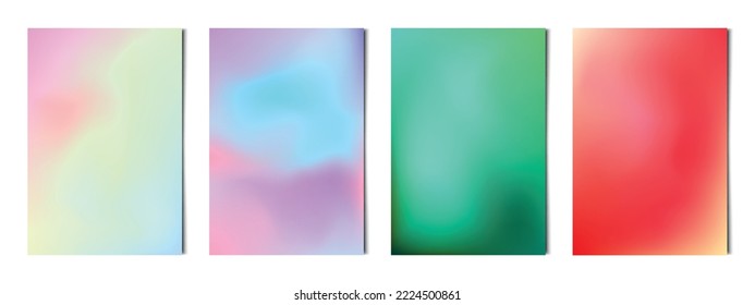 Set 4 pcs. abstract multicolor gradients, business background postcard for advertising, web background - Vector illustration