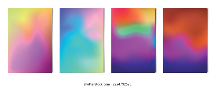 Establece 4 pcs. gradientes multicolor abstractos, postal de fondo de negocio para publicidad, fondo web - ilustración vectorial