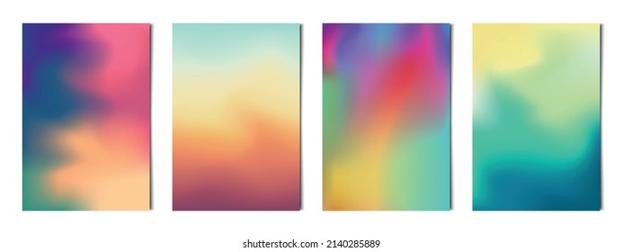 Set of 4 pcs abstract multicolored gradient backgrounds, templates for advertising, business cards, textures - Vector illustration