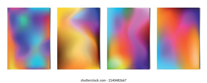 Set of 4 pcs abstract multicolored gradient backgrounds, templates for advertising, business cards, textures - Vector illustration