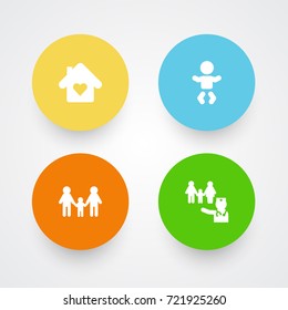 Set Of 4 People Icons Set.Collection Of Lgbt Family, House, Kid And Other Elements.