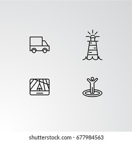 Set of 4 perfect icons for navigation. Vector illustration.