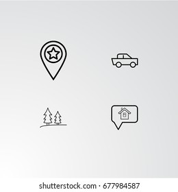 Set of 4 perfect icons for navigation. Vector illustration.