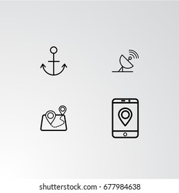Set of 4 perfect icons for navigation. Vector illustration.