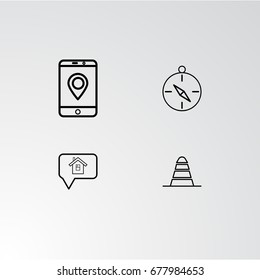 Set of 4 perfect icons for navigation. Vector illustration.